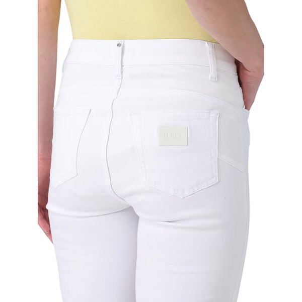 Pantalone Donna Bianco, a vita alta, con bottoni