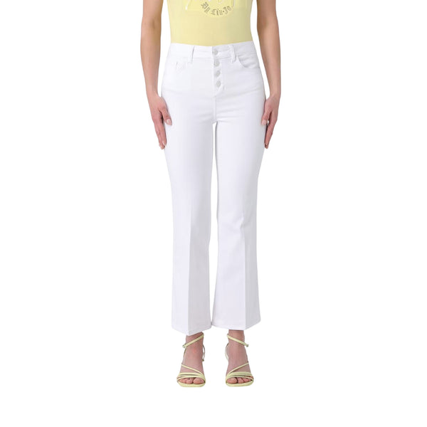 Pantalone Donna Bianco, a vita alta, con bottoni