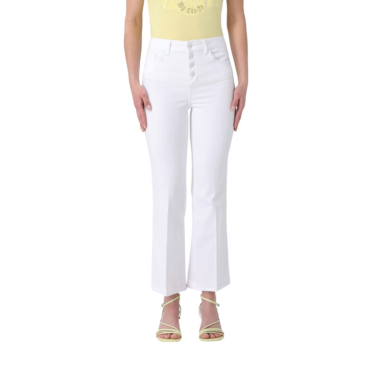 Pantalone Donna Bianco, a vita alta, con bottoni