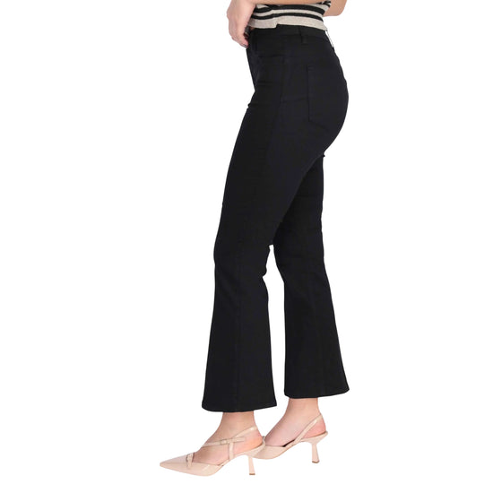 Pantalone cropped Donna con bottoni Nero modella laterale