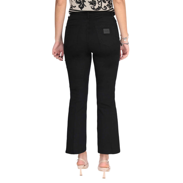 Pantalone cropped Donna con bottoni Nero modella retro