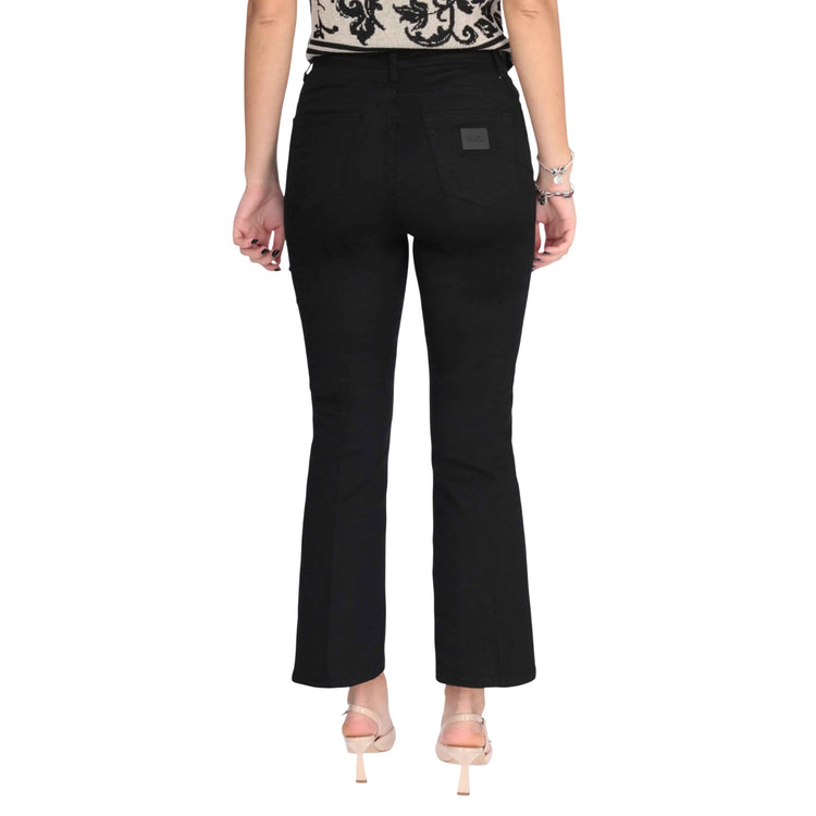 Pantalone cropped Donna con bottoni Nero modella retro