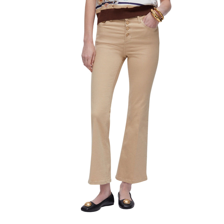 Pantaloni cropped a vita alta beige