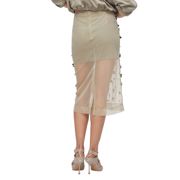 Gonna Donna longuette in tulle con decorazioni modella retro