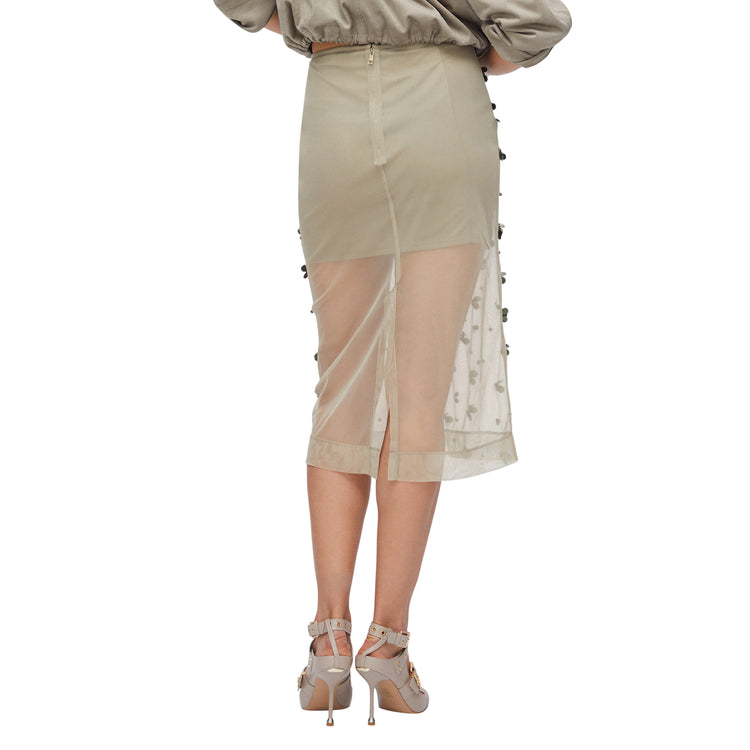 Gonna Donna longuette in tulle con decorazioni modella retro