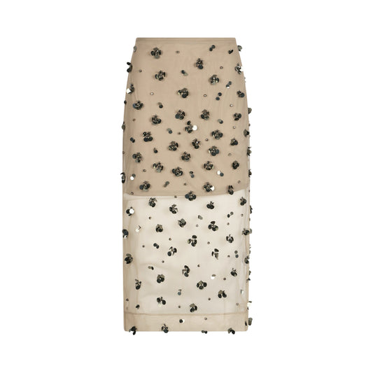 Gonna Donna longuette in tulle con decorazioni