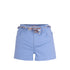Shorts Donna, in cotone Blu, con cintura floreale