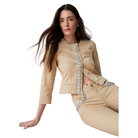 Giacca Kate crema con applicazioni gioiello 