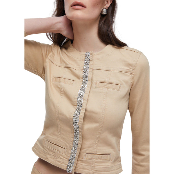 Giacca Kate crema con applicazioni gioiello 