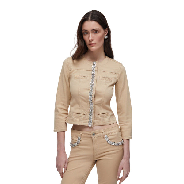 Giacca Kate crema con applicazioni gioiello 