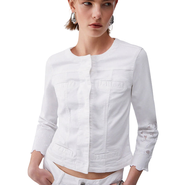 Giubbino bianco modello Kate con ricami sangallo