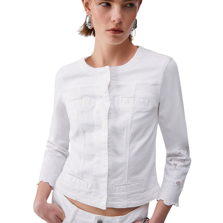 Giubbino bianco modello Kate con ricami sangallo