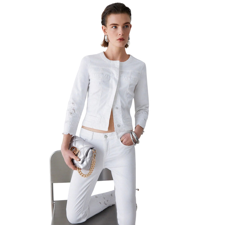 Giubbino bianco con ricami sangallo