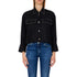 Camicia Donna cropped nera con bottoni dorati