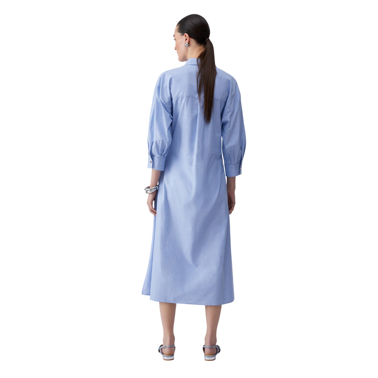 Abito Donna, in cotone, con colletto a camicia e cintura