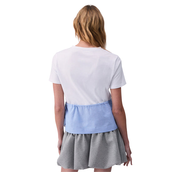 T-shirt Donna con inserto Oxford e coulisse modella retro