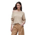 Maglia Donna in interventi in lurex Beige modella frontale