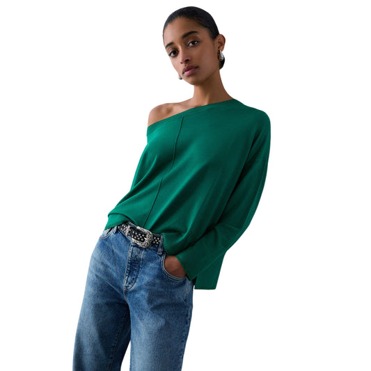 Maglia Donna con rifiniture in lurex, Verde