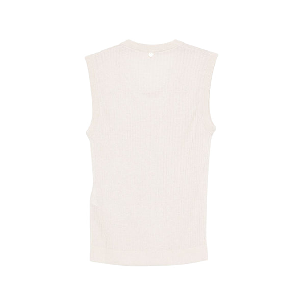 Maglia Donna Oro, lavorata a coste, con scollo tondo