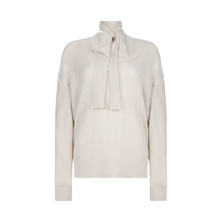 Maglione da donna oro chiaro con fiocco 