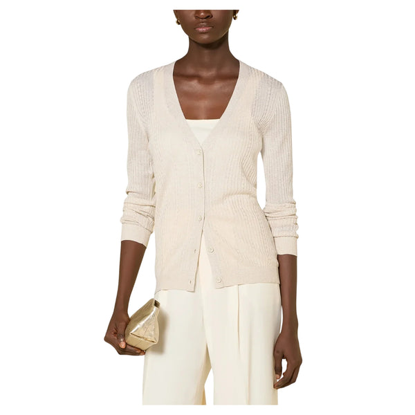 Cardigan Donna in maglia con bottoni modella frontale