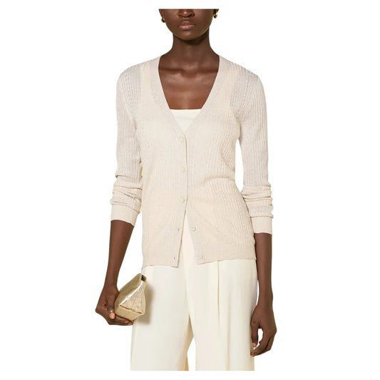 Cardigan Donna in maglia con bottoni modella frontale