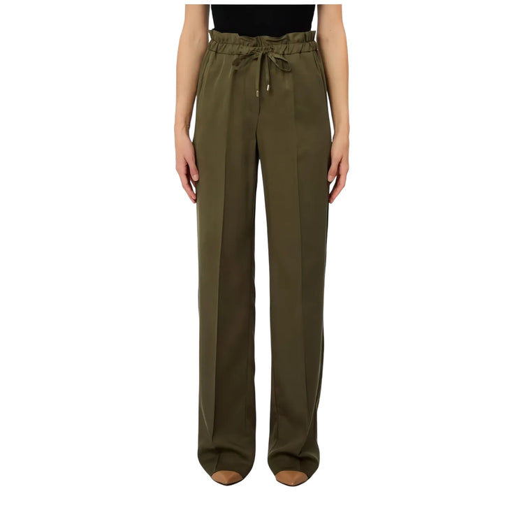 Pantaloni lunghi verdi con elastico in vita