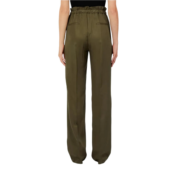 Pantaloni lunghi verdi con elastico in vita