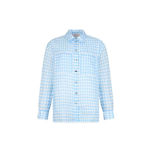 Camicia Donna con motivo vichy celeste