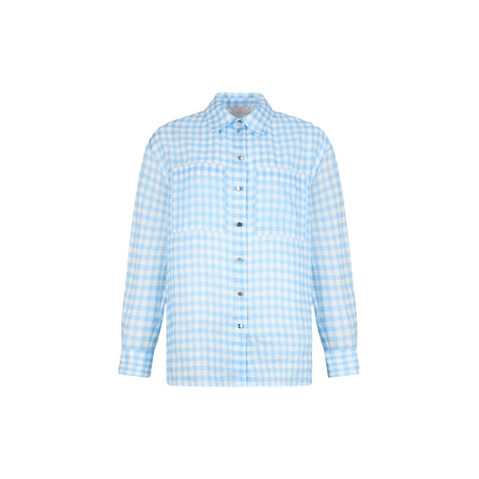 Camicia Donna con motivo vichy celeste