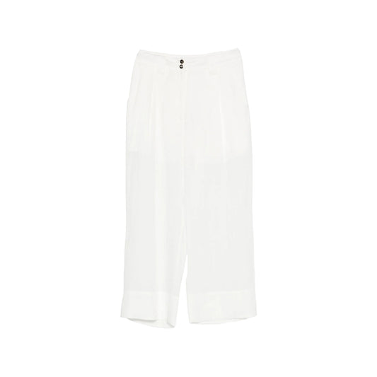 Pantalone Donna ampio, con tasche a filo e due bottoni