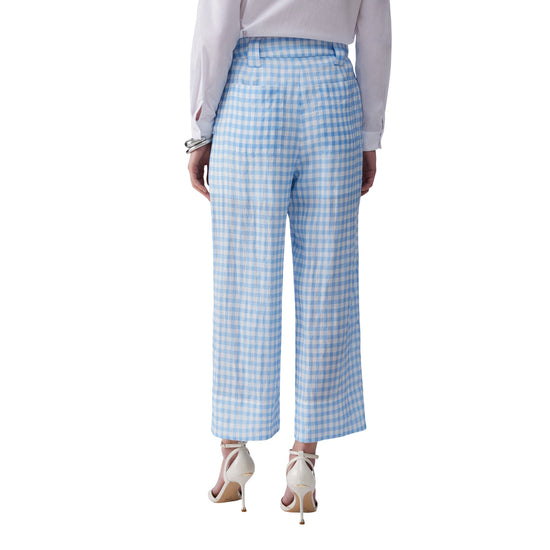 Pantalone Donna cropped in vichy  modella retro