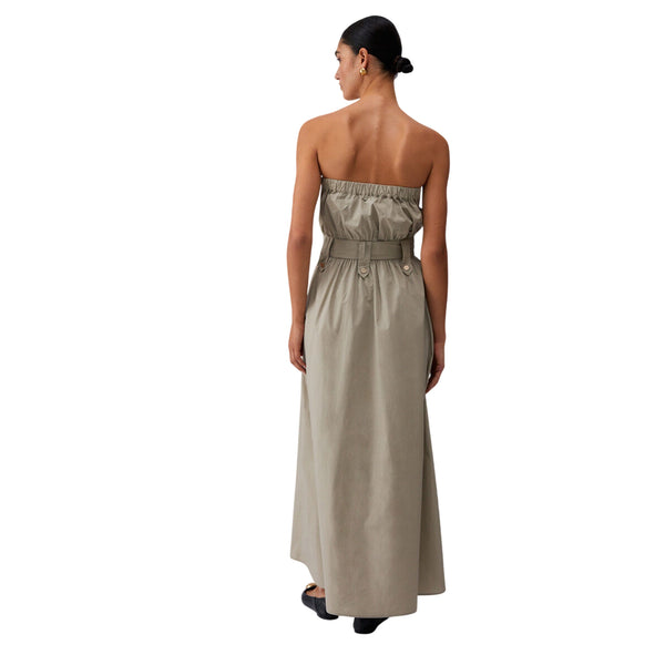 Abito lungo 100% cotone con cintura 