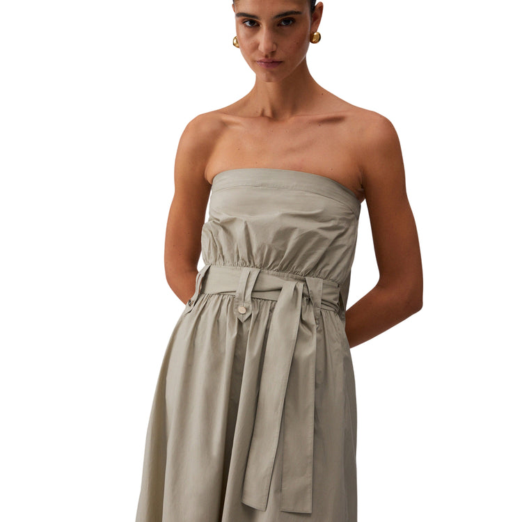 Abito lungo 100% cotone con cintura 