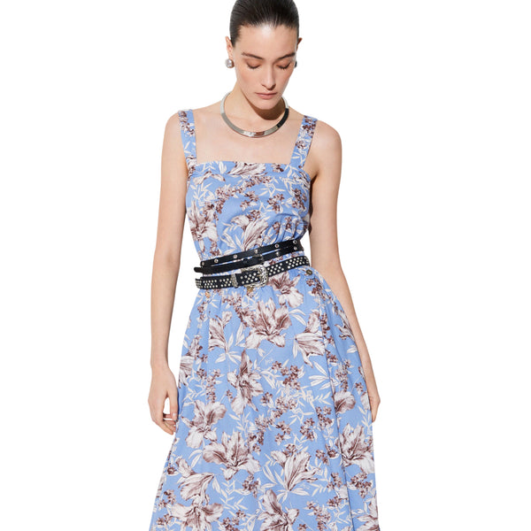 Abito lungo in popeline con fantasia a fiori