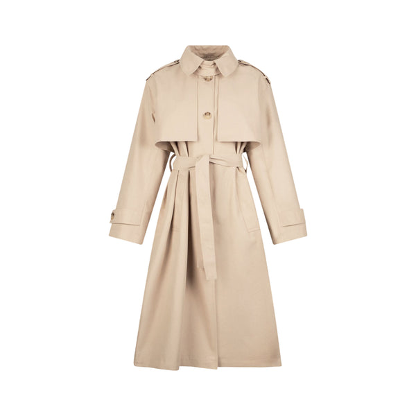 Trench beige con foulard in vita