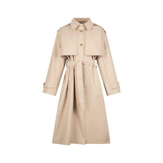 Trench beige con foulard in vita