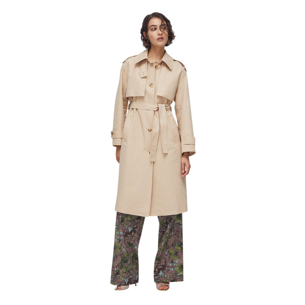 Trench beige con foulard in vita
