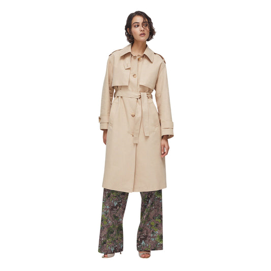 Trench beige con foulard in vita