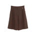 Bermuda Donna Marrone, in lino, con zip nascosta e clip