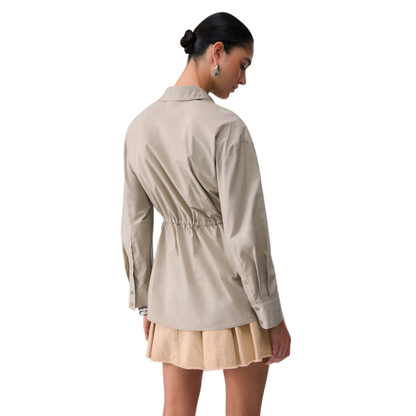 Camicia Donna con maniche ampie e coulisse in vita