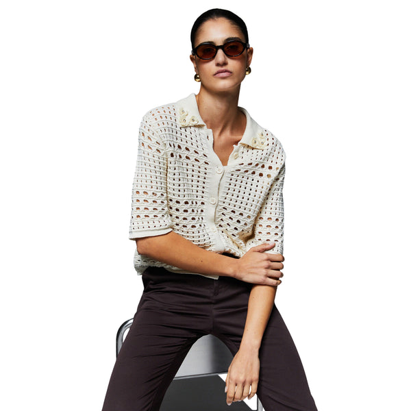 Maglia crochet panna 100% cotone