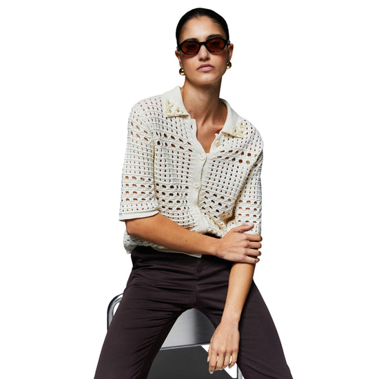 Maglia crochet panna 100% cotone