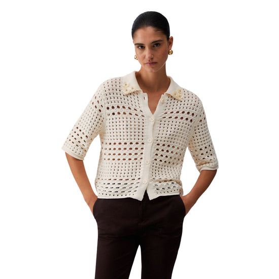 Maglia crochet panna 100% cotone