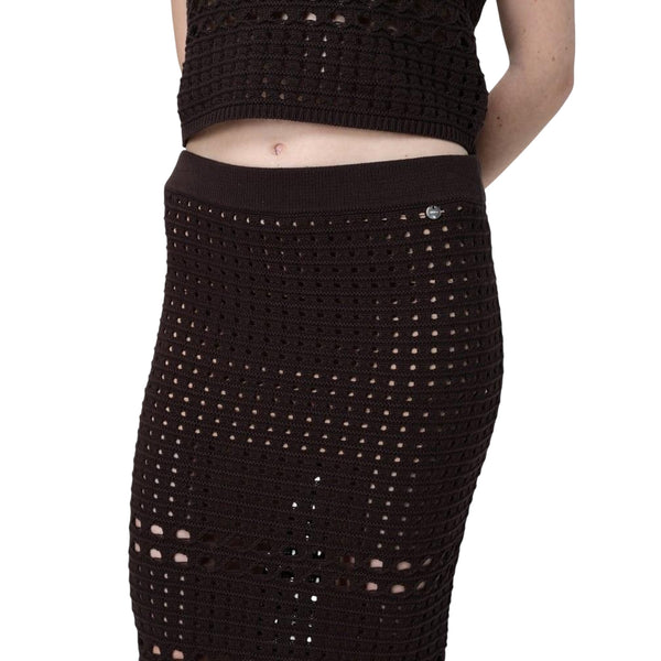 Gonna midi Donna in crochet Nero dettaglio