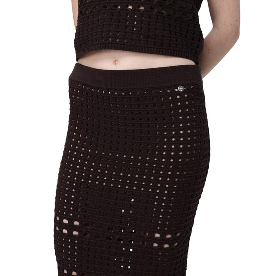 Gonna midi Donna in crochet Nero dettaglio