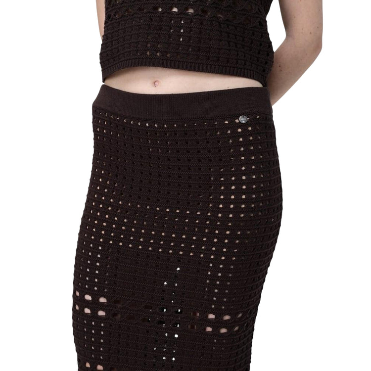 Gonna midi Donna in crochet Nero dettaglio