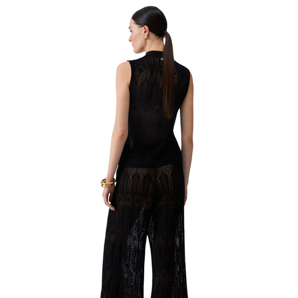 Top in maglia nero con fiocco