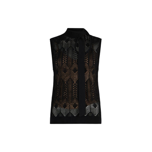 Top in maglia nero con fiocco