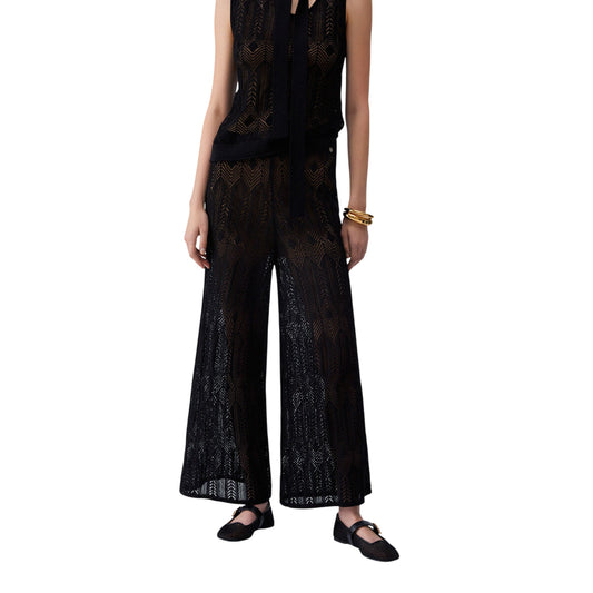 Pantaloni neri in maglia traforata 